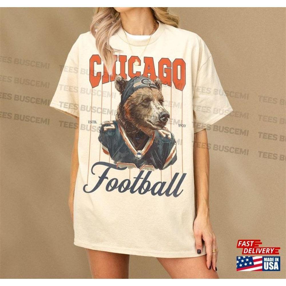 Retro Chicago Football Tshirt Pinstripe Graphic Streetwear Tee Unisex